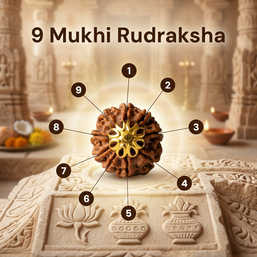 Nepal Origin 9 Mukhi Rudraksha - 17mm to 22mm