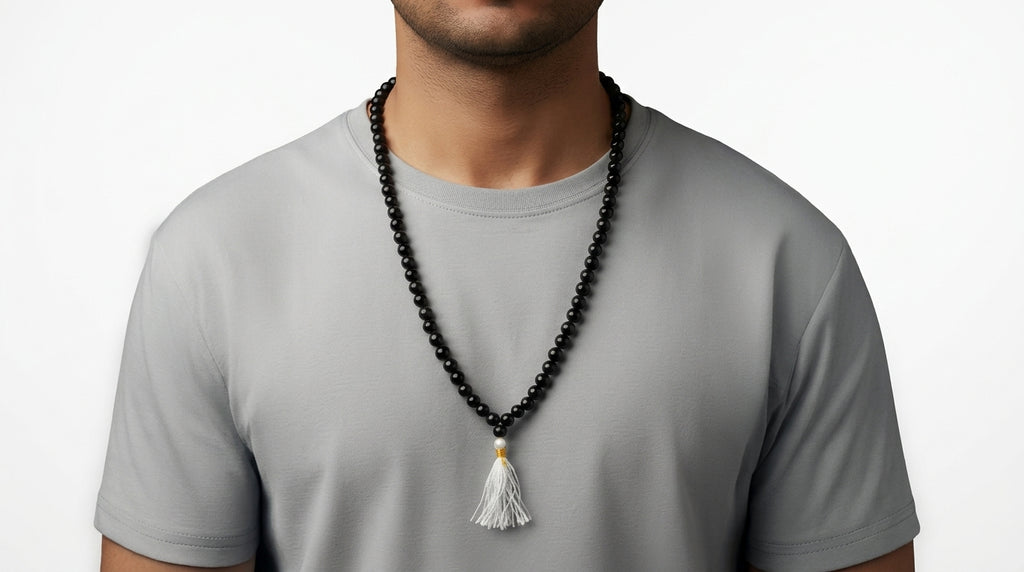 Kale Hakik Ki Mala - Black Agate Mala
