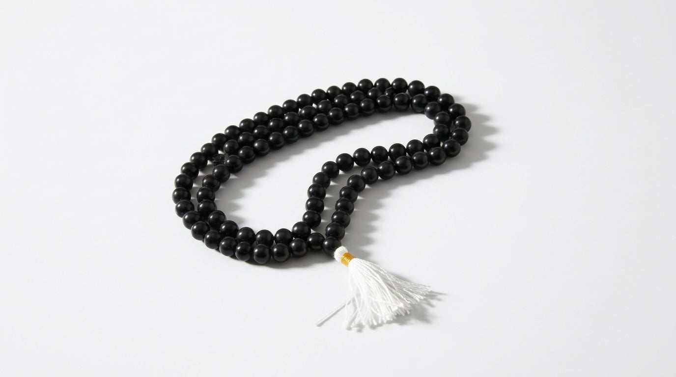 Kale Hakik Ki Mala - Black Agate Mala