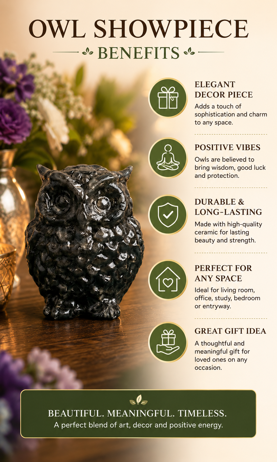 Raw Pyrite Owl Small