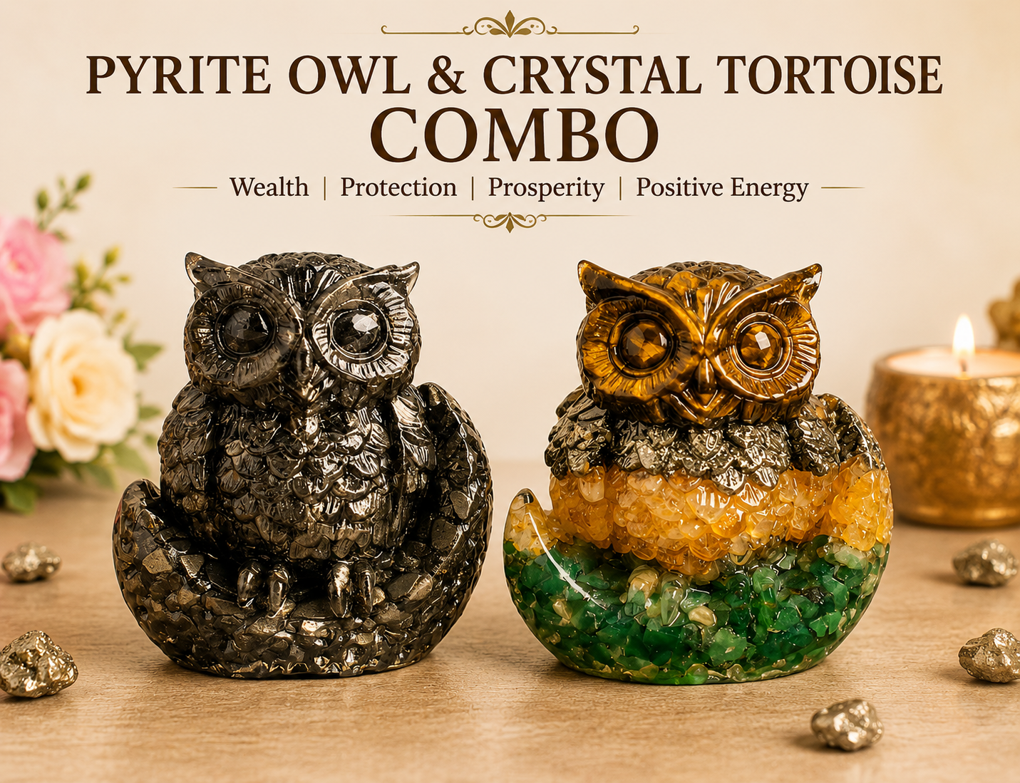 Money Magnet Owl & Pyrite Owl Combo