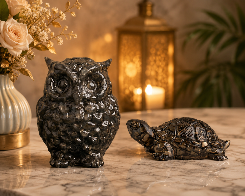 Pyrite Owl & Pyrite Tortoise Combo