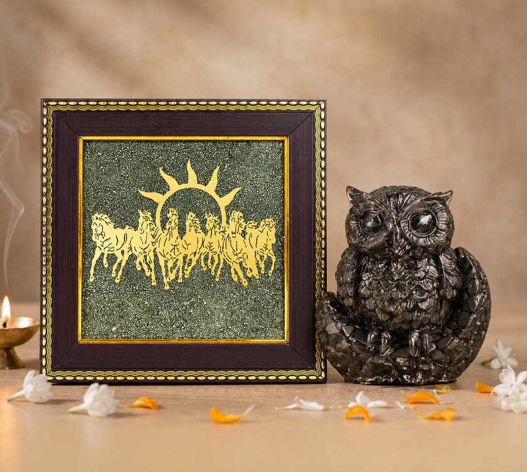 Pyrite Owl & Seven Horses Pyrite Frame Combo