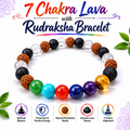 7 Chakra Lava Bracelet with Free Selenite Plate