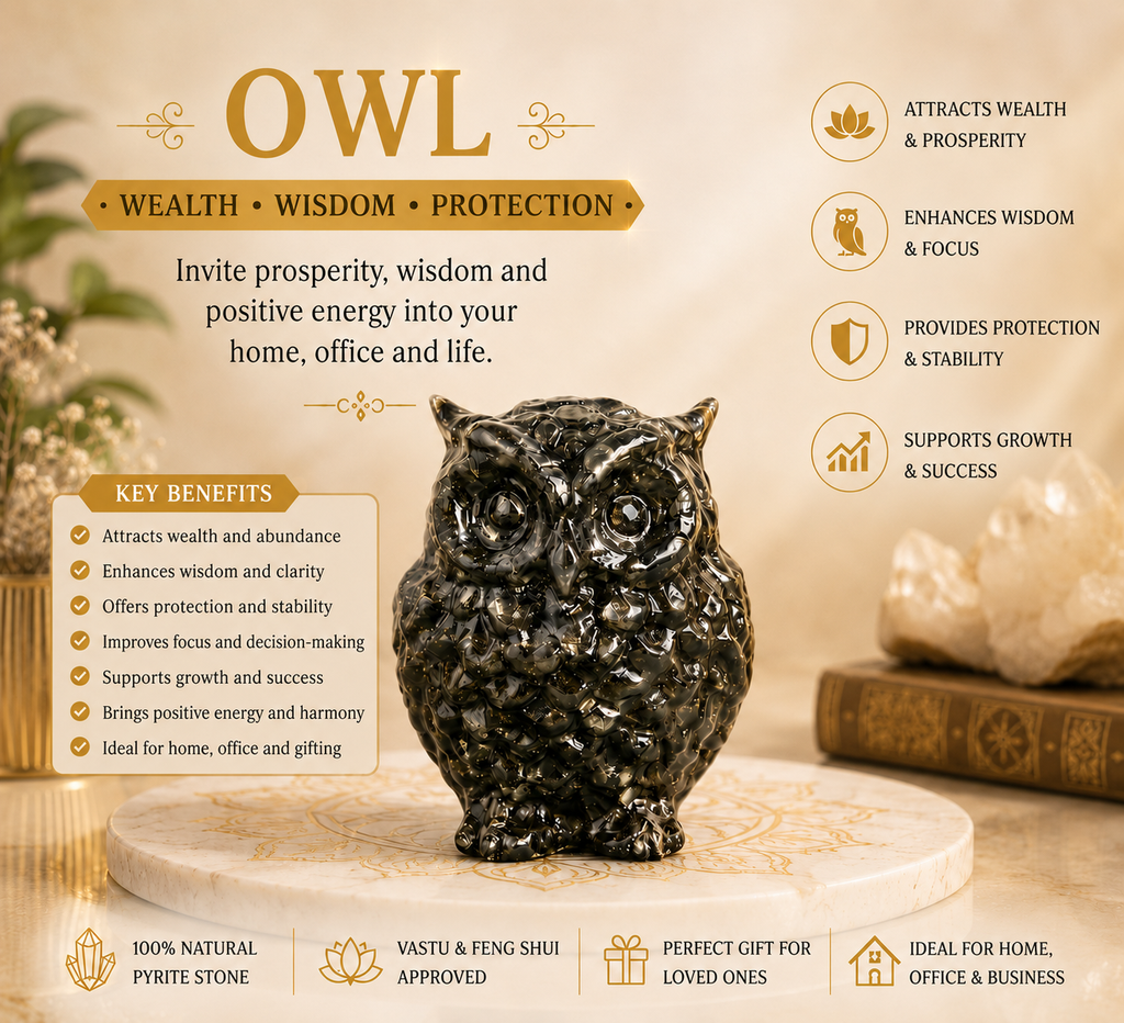 Raw Pyrite Owl Small