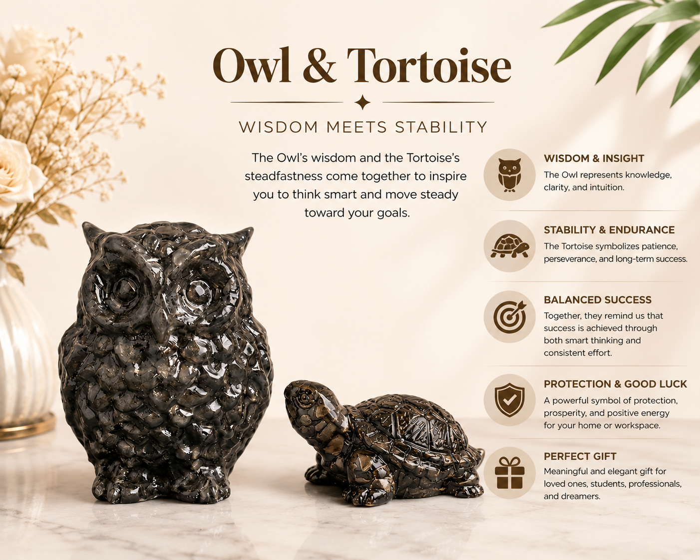 Pyrite Owl & Pyrite Tortoise Combo