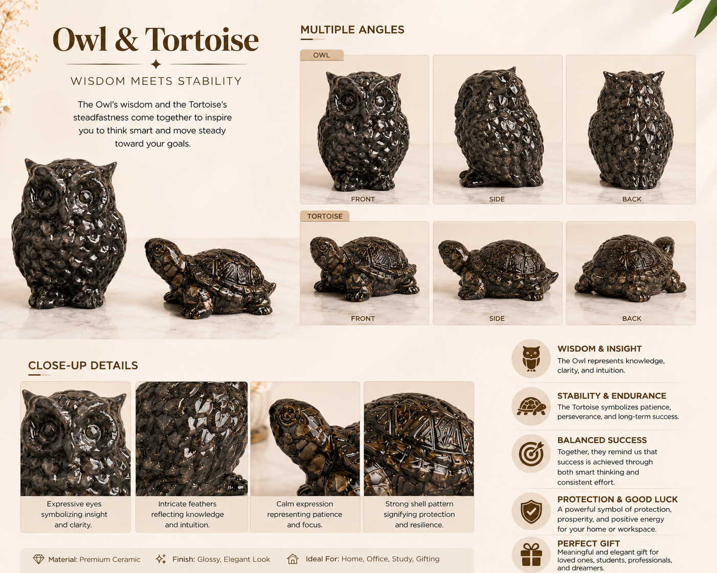 Pyrite Owl & Pyrite Tortoise Combo