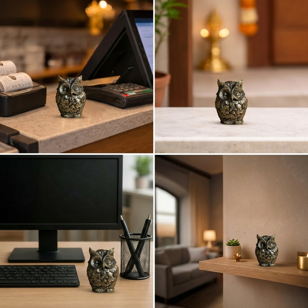 Raw Pyrite Owl Small