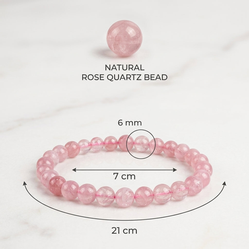 Rose Quartz Bracelet (Women - 6mm Beads)