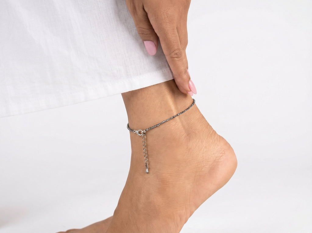 Mahalakshmi Raw Pyrite Anklet with FREE Pyrite Stone