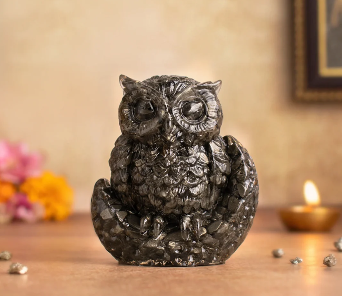 Pyrite Owl (Big) with Free Pyrite Tortoise