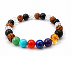 7 Chakra Lava Bracelet with Free Selenite Plate