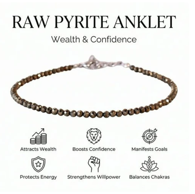 Mahalakshmi Raw Pyrite Anklet with FREE Pyrite Stone