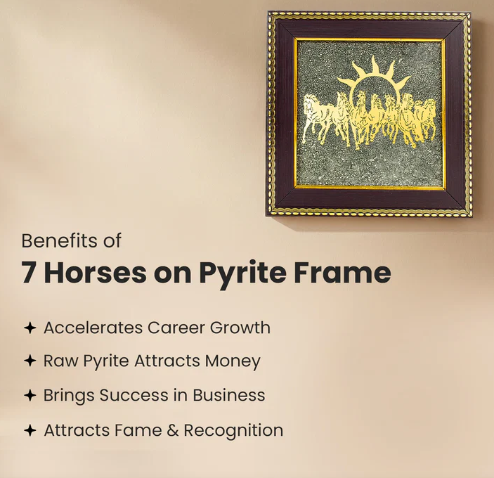 7 Horses Pyrite Frame & Pyrite Tortoise Dhan Vriddhi  Combo